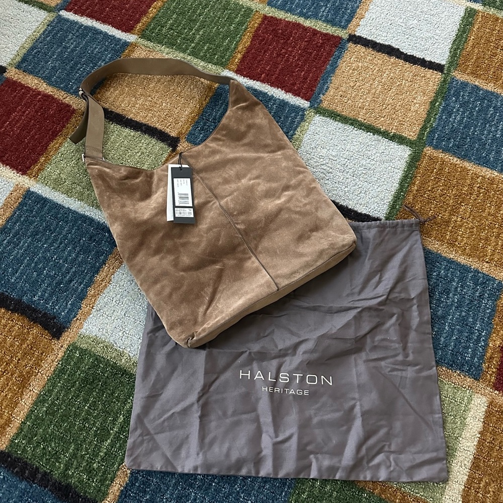 Halston Heritage Tan Suede Shoulder Bag